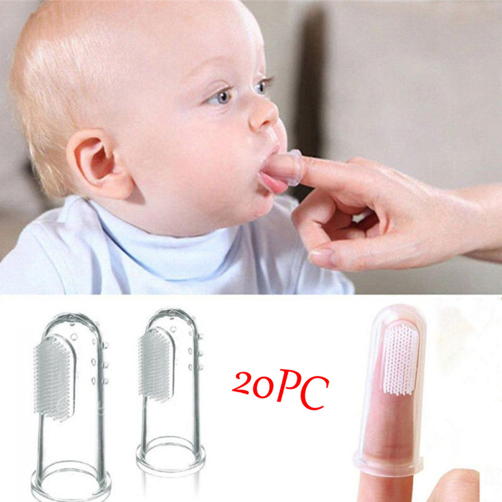 20PC Infant Baby Finger Toothbrush Teeth Clear