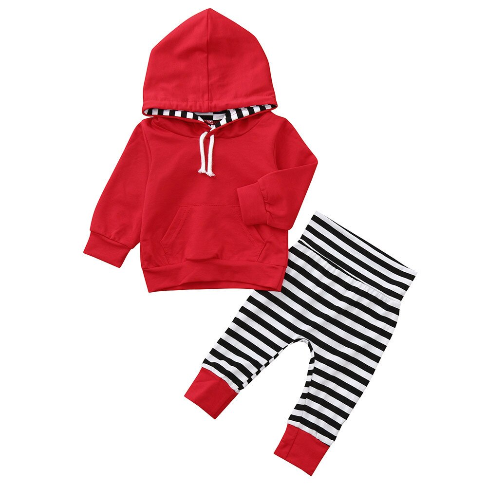 2PCS Toddler Baby Girls Long Sleeve Stripe Print