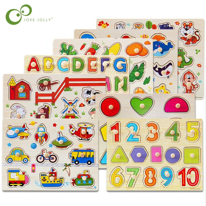 30cm Kid Early educational toys baby hand grasp wooden puzzle toy