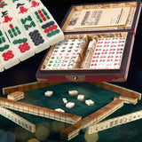 Chinese Mahjong Portable Retro Box Board Game Toy Rare 144 Tiles