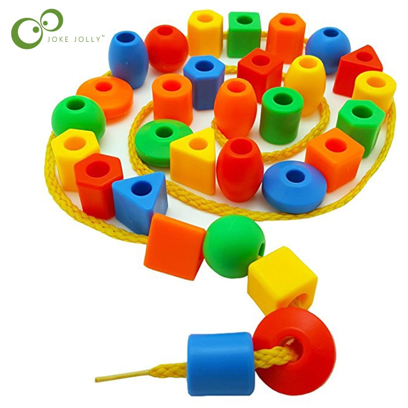 50pcs Beads Toys Geometric figurebeads Stringing Threading Beads Game