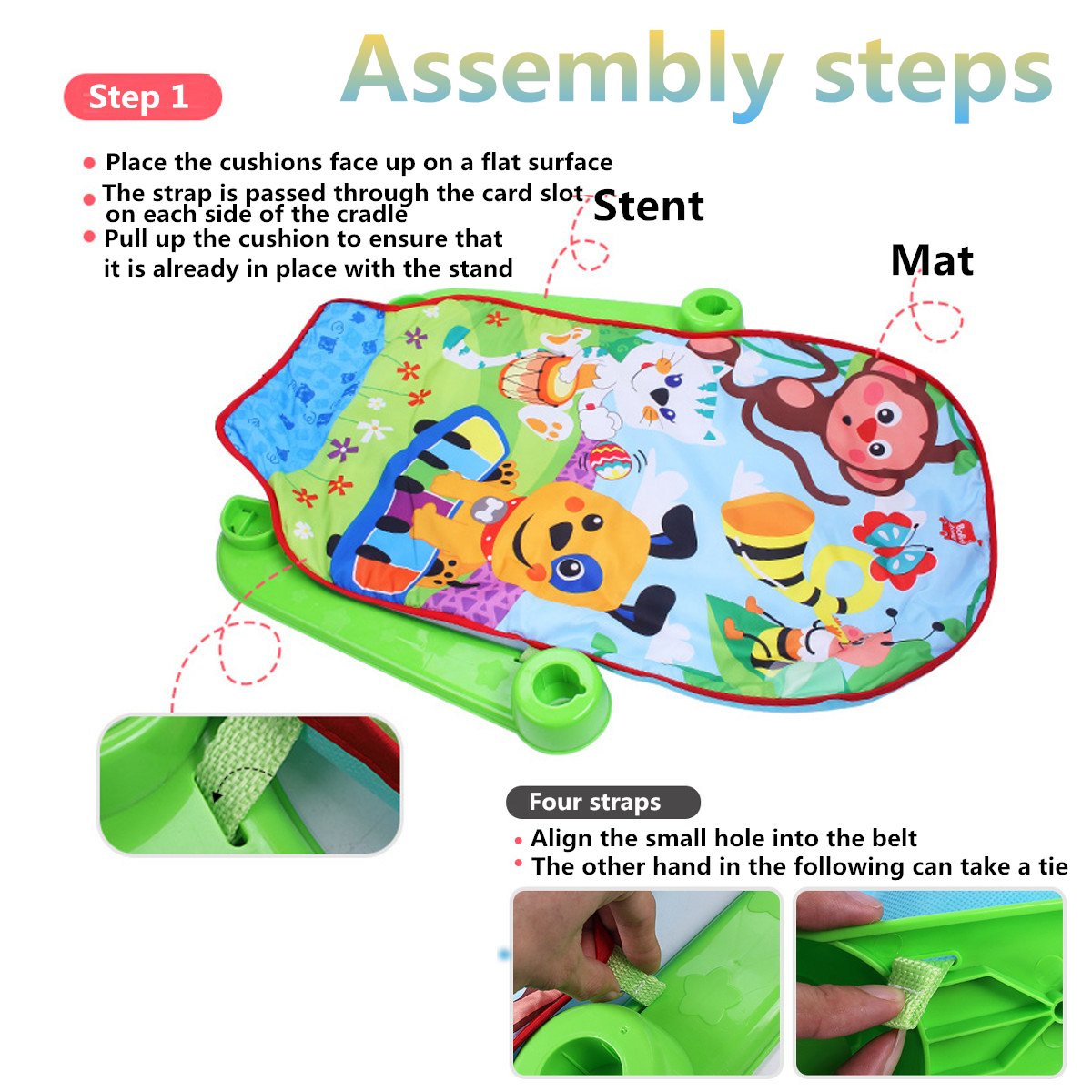 3 in 1 Rainforest Musical Lullaby Baby Activity Playmat Gym Toys  Mat