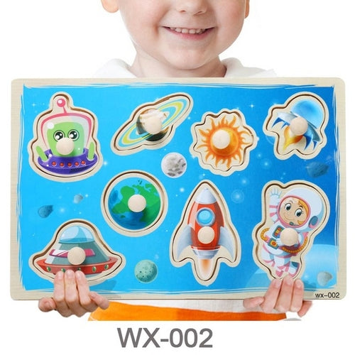 Baby Toys Montessori Wooden Puzzle Cartoon Vehicle