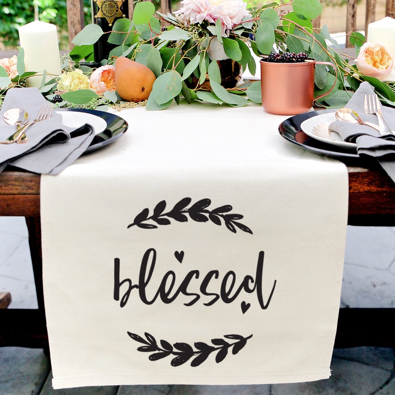Blessed Cotton Canvas Table Runner