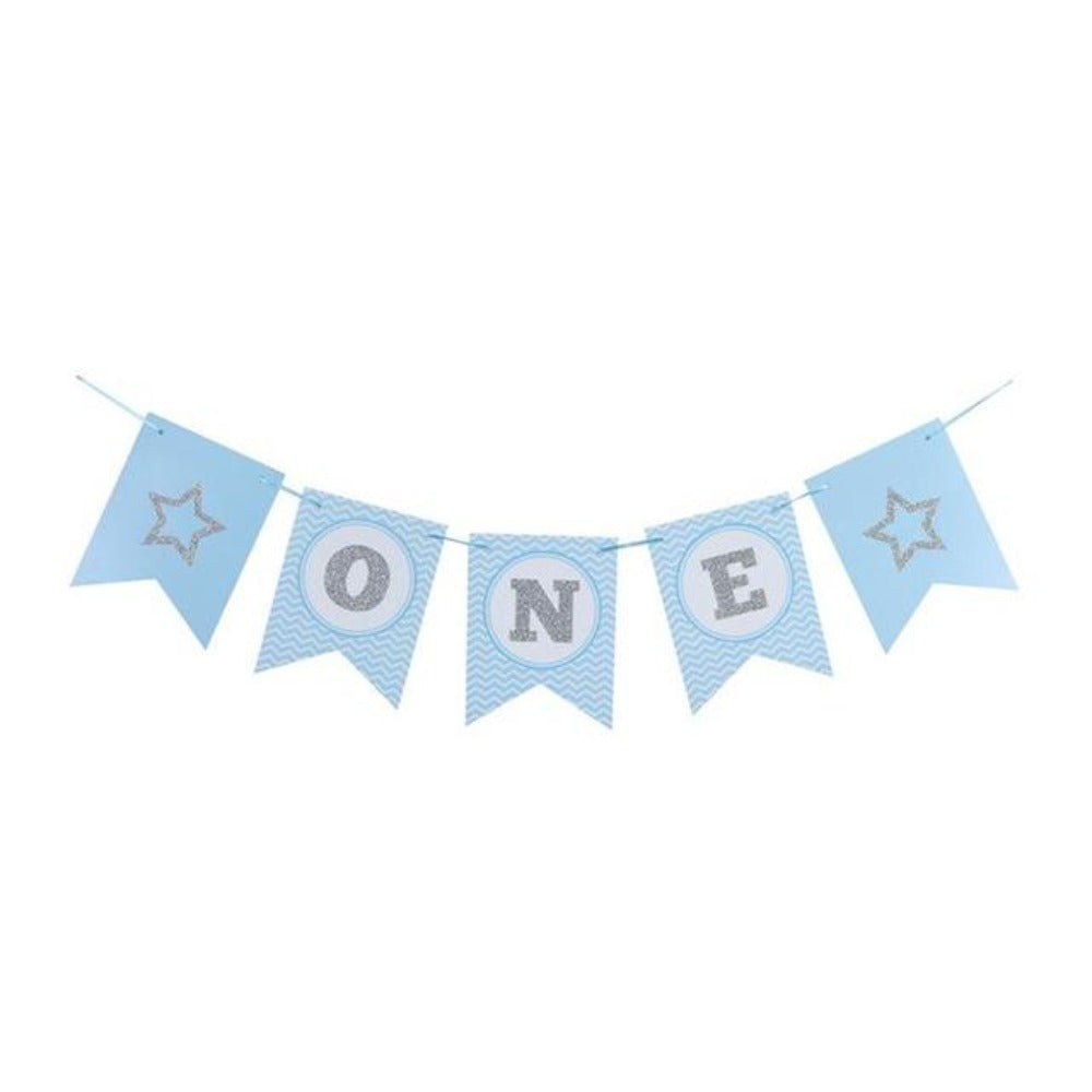Blue Letter ONE Baby Birthday Party Banner DIY One