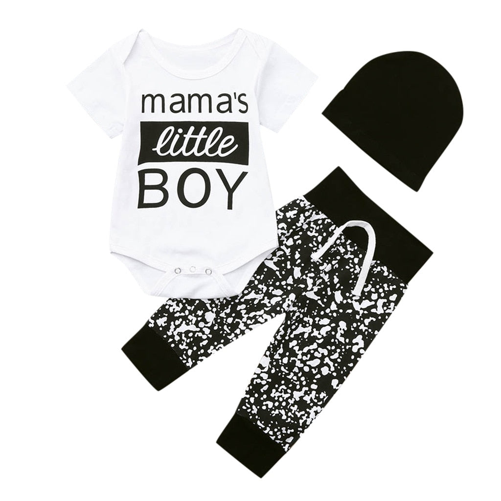 Fashion Newborn Kid Baby Boy 3PCs Clothes Letter