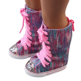 Glitter Doll Shoes Straps Boots For 18 Inch Our
