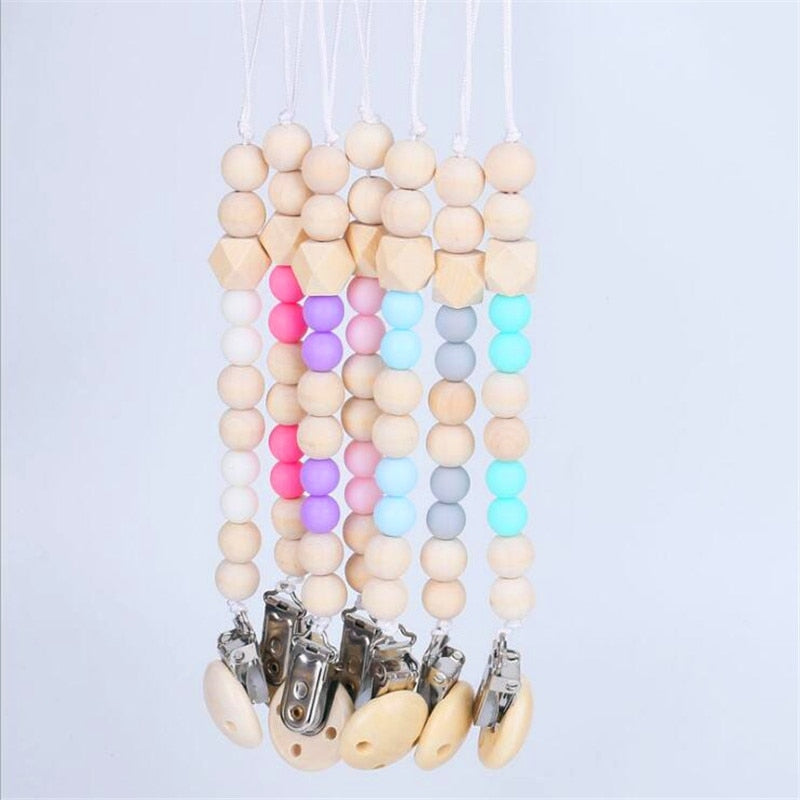 Handmade Wooden Pacifier Chains Toy Safe Teething