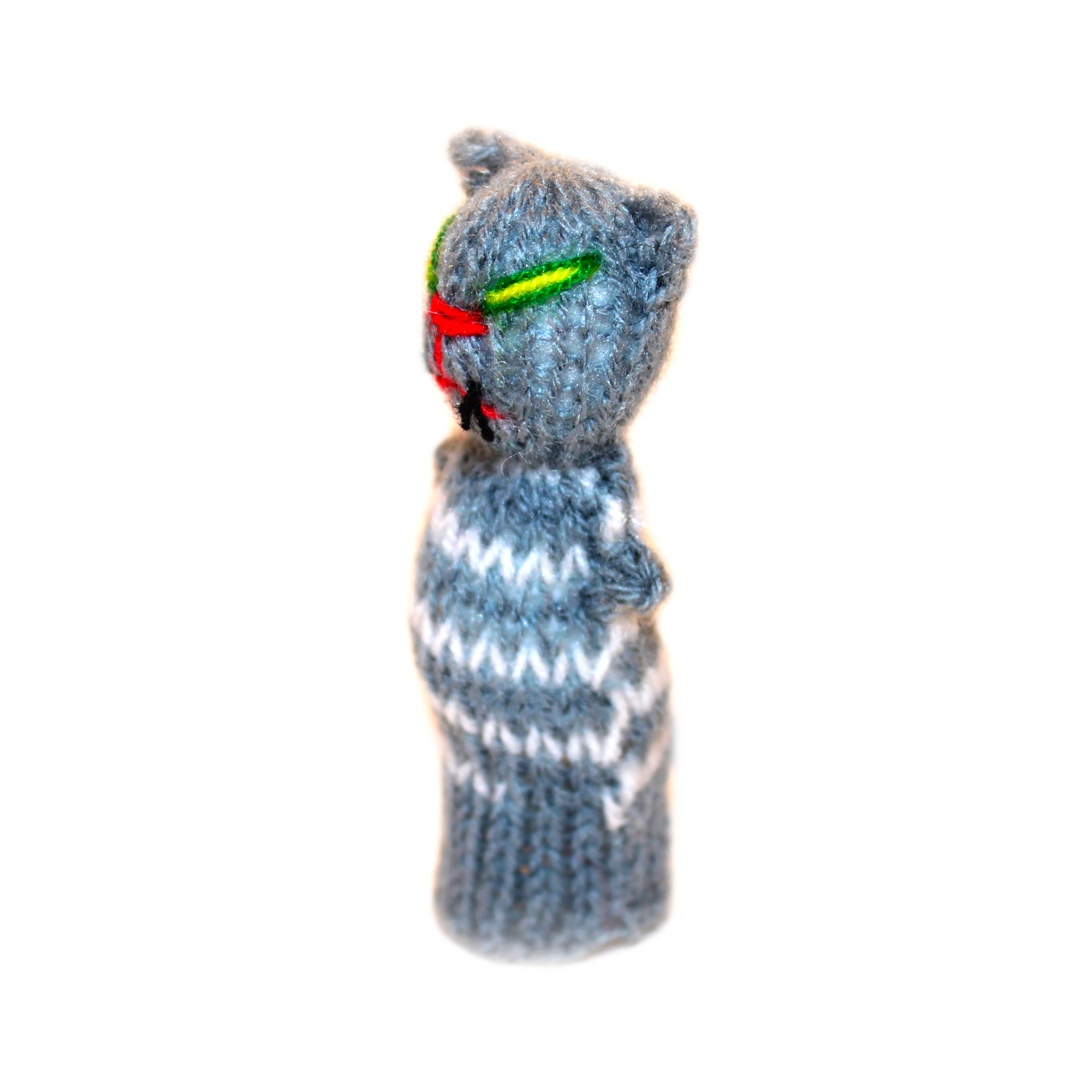 Grey Striped Cat Finger Puppet