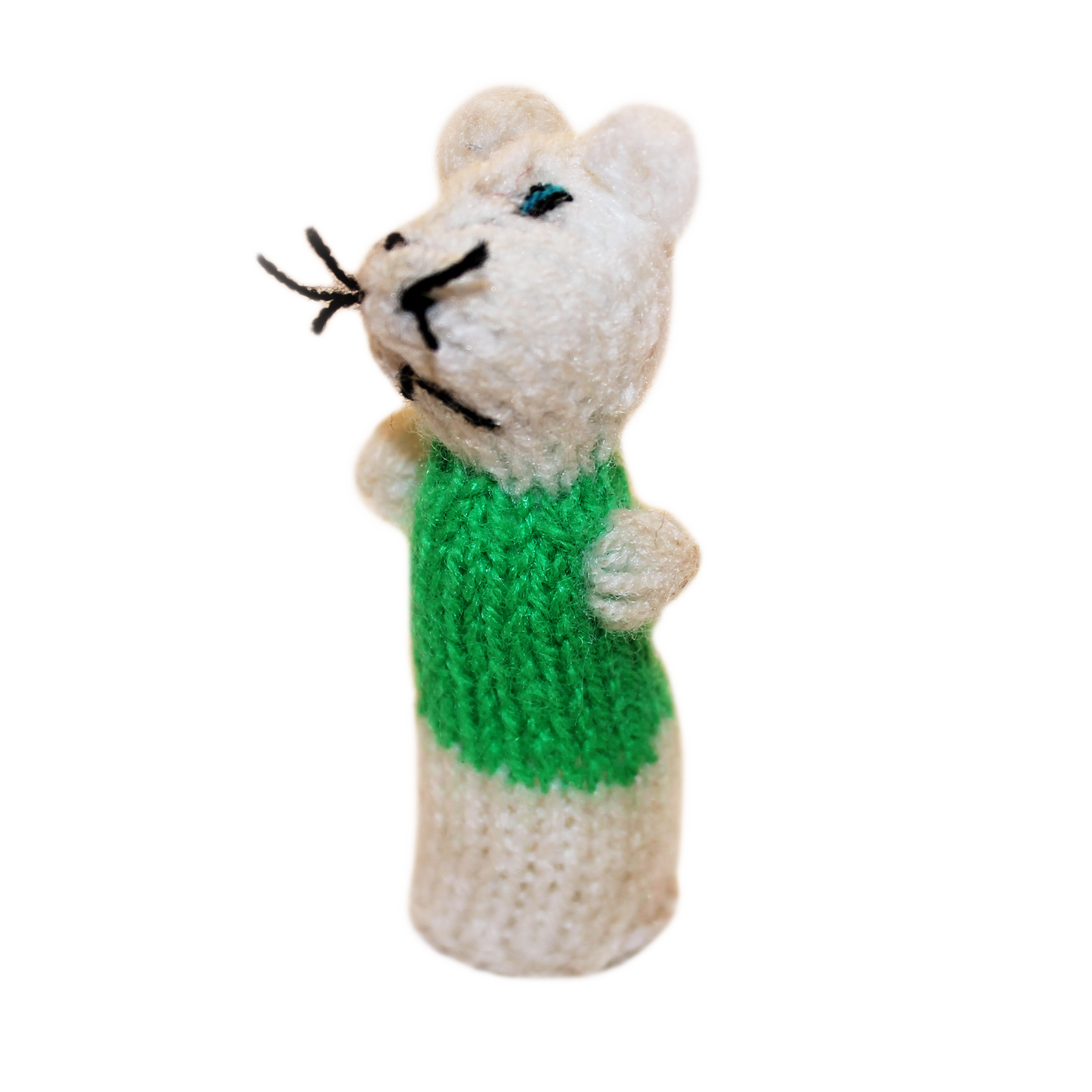 Story Book Mouse Finger Puppet (white & green)