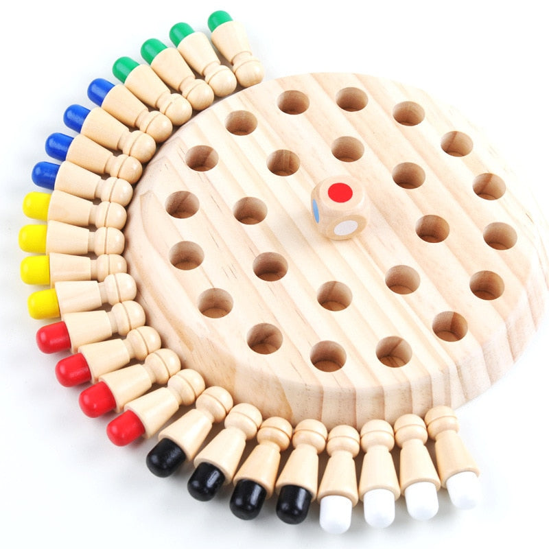 Kids Wooden Memory Match Stick Chess Fun Color Game Board Puzzles