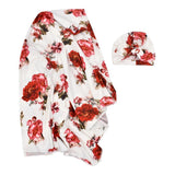 Newborn Infant Baby Blanket Floral Swaddle Turban