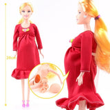 Red Dress Real Pregnant Doll Suit Mom Doll Have A