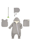 Smart Cuddly Jumpsuit + Bib - Gray