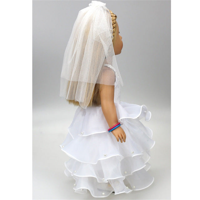 Wedding Doll White Communion Dress For 18 inch Our