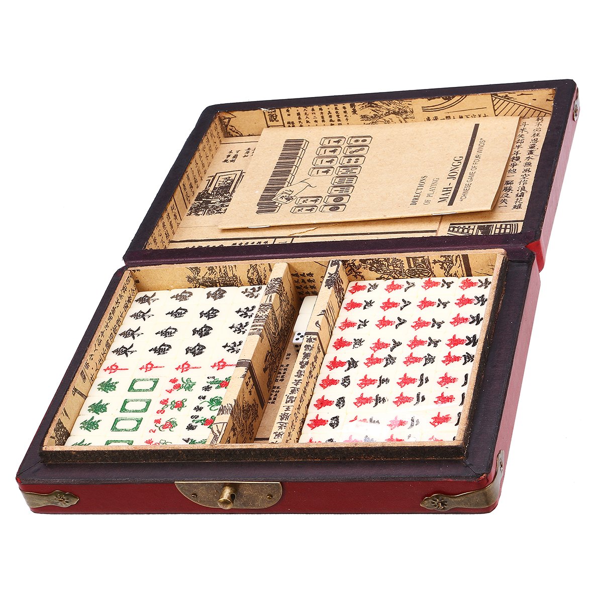 Chinese Mahjong Portable Retro Box Board Game Toy Rare 144 Tiles