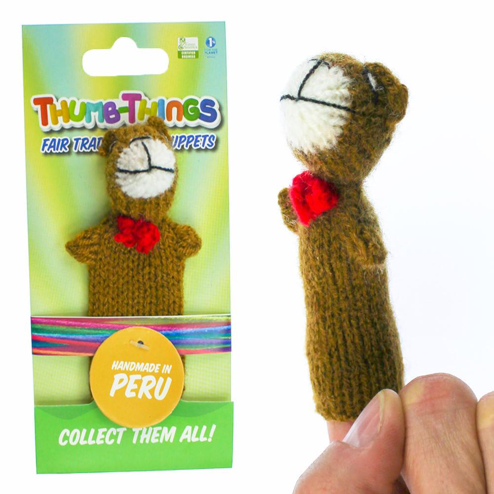 Teddy Bear Finger Puppet (red bow)