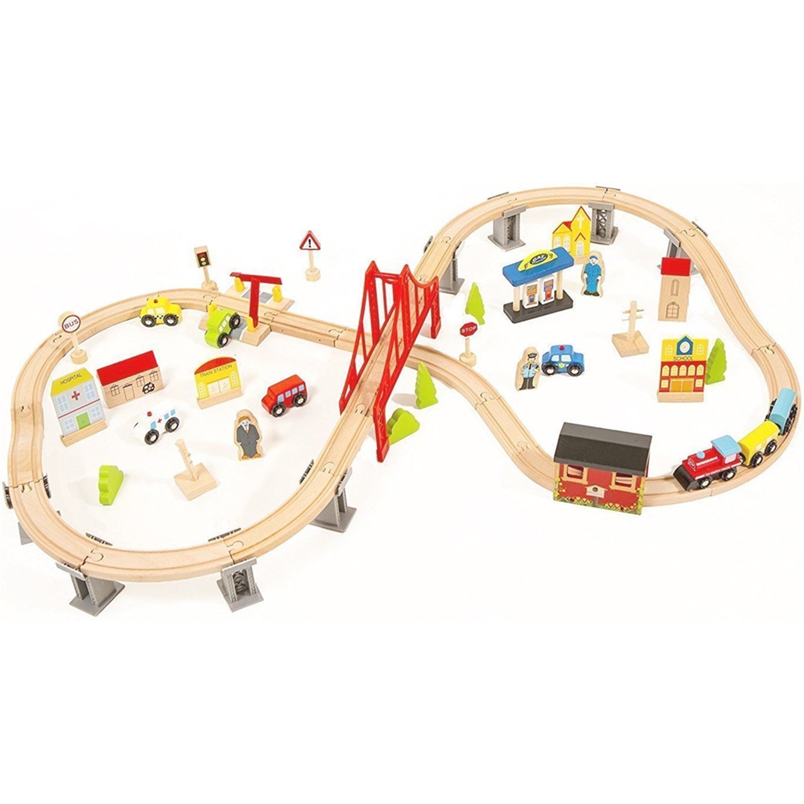 Kids Children Toy 70pcs Wooden Train Set