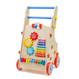 Adjustable Wooden Baby Walker Toddler Toys with Multiple Activity