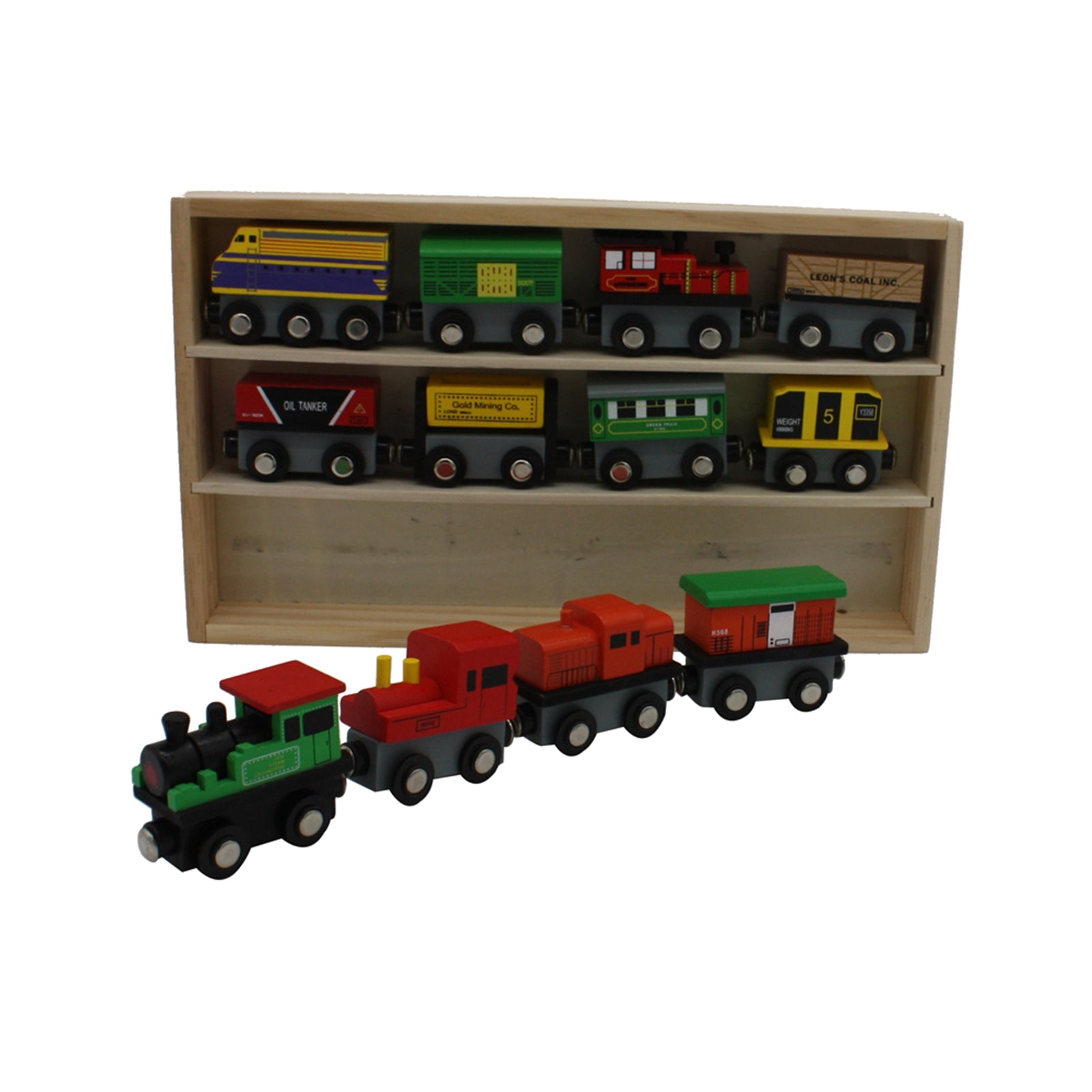 Kid toys car 12 Piece Wooden Toy Train Cars Set