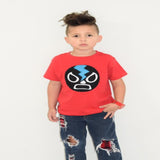 Kids T-shirt - Luchador Negro - Black Mexican Wrestler Kids (Red)