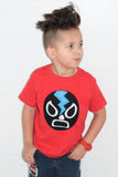 Kids T-shirt - Luchador Negro - Black Mexican Wrestler Kids (Red)