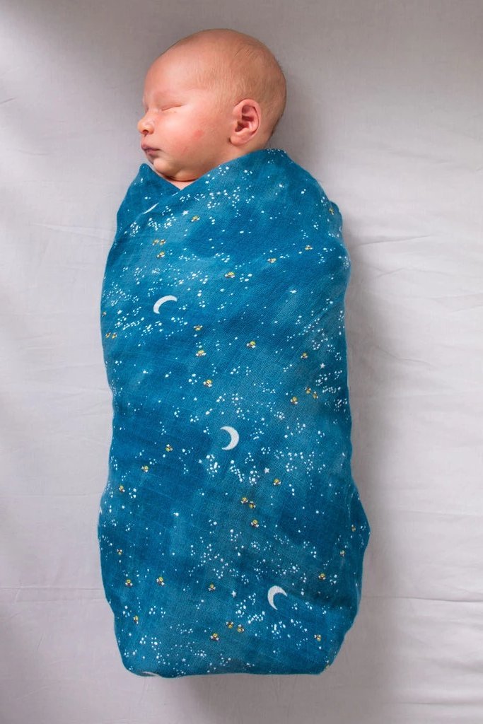 ORGANIC SWADDLE SET - FLY ME TO THE MOON