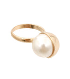 Half Pearl and Metal Ring