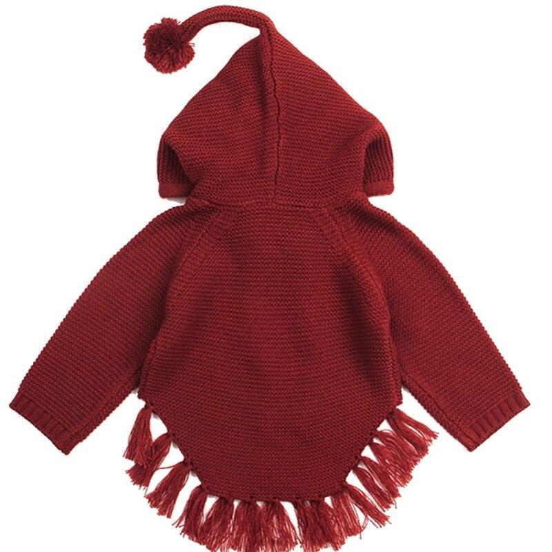 Baby Knitted Girl Sweaters Cape Hooded Children Bow Knit Cardigans