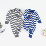 Autumn Infant Baby Girls Long Sleeve Knitted Geometric Print Rompers