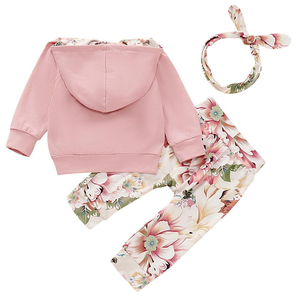 Baby Girl Clothes Set Floral Print Sweatshirt Hoodie And Long Pants