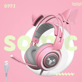 Gaming Headphones USB 3.5mm Virtual 7.1 Noise Cancelling Pink Cat