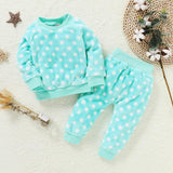 Children Pajamas 2pcs Long Sleeve Flannel Kids Sleepwear Baby Girl