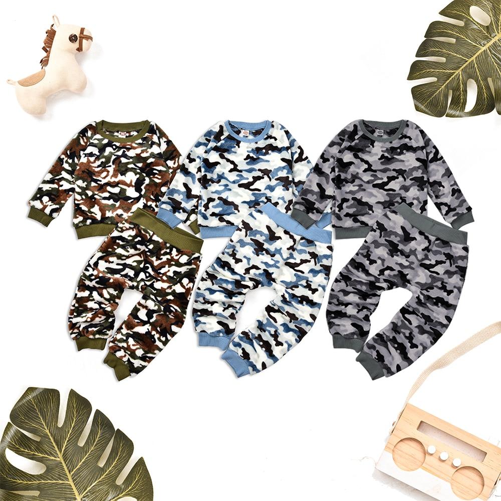 Camouflage Printed Newborn Baby Boys Outfits Long Sleeve Autumn Winter