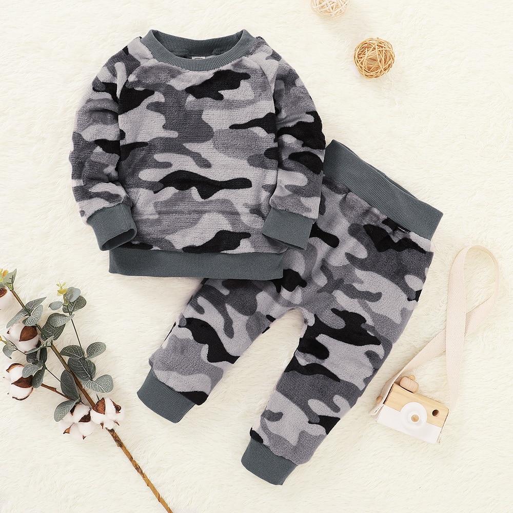 Camouflage Printed Newborn Baby Boys Outfits Long Sleeve Autumn Winter