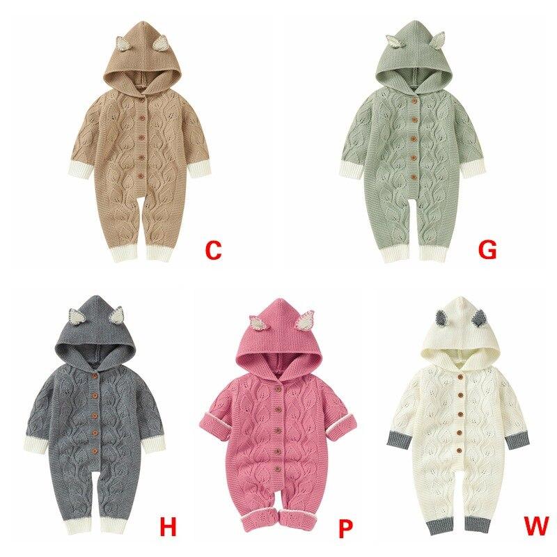 Fall Autumn Infant Baby Girls Long Sleeve Knitted Solid Print Hoodie