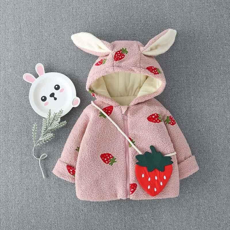 Baby Girls Casual Thick Woolen Coat Hooded Shirt double-breasted