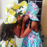 Baby Girls Dress with Hat Brand Toddler Summer Kids Beach Floral Print