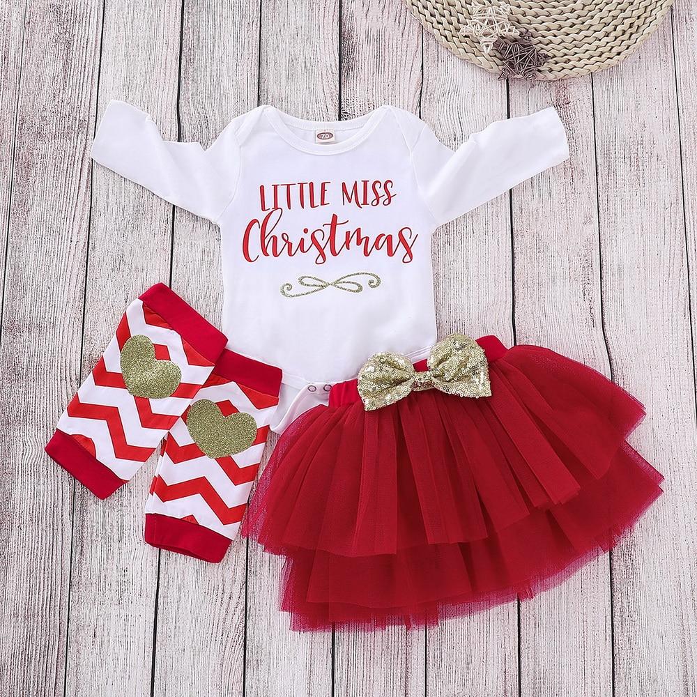 Baby Girls My 1st Christmas Costume Romper Tutu Skirt  Newborn Infant
