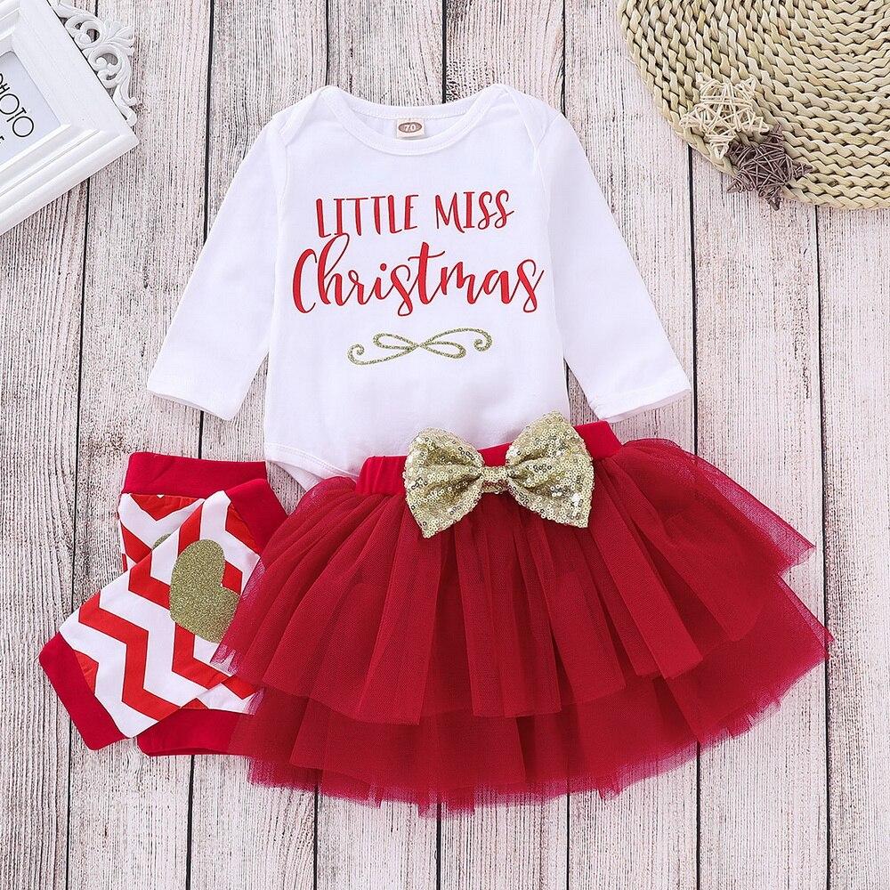 Baby Girls My 1st Christmas Costume Romper Tutu Skirt  Newborn Infant