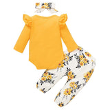 Baby Girl Clothes Newborn Infant Girls 3PCs Long Sleeve Frilly Romper