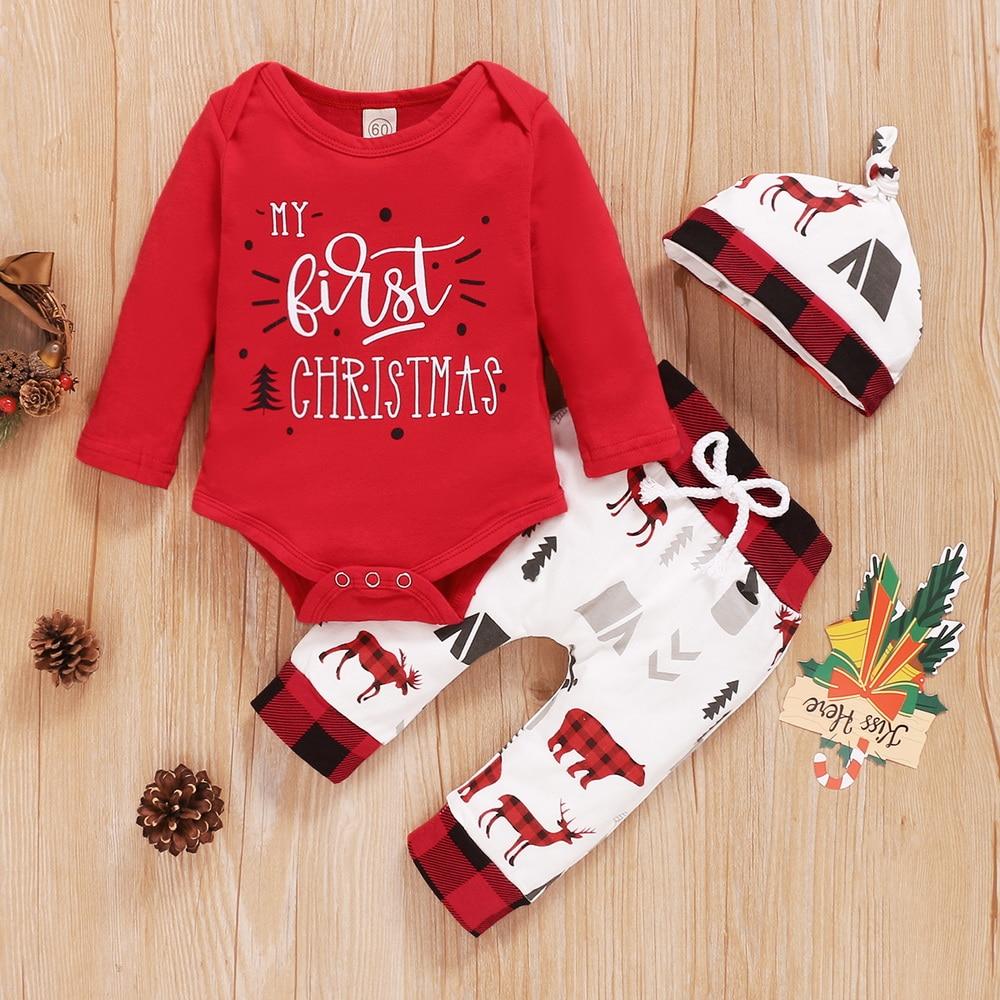 Christmas Baby Outfits 2020 Winter Cotton 3Piece Set