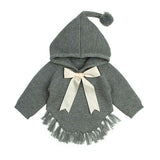 Baby Knitted Girl Sweaters Cape Hooded Children Bow Knit Cardigans