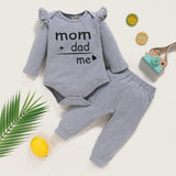 Gray Cotton Autumn Baby Clothes Set 2Piece for Boy Girl Long Sleeve O