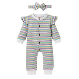 Rainbow Stripes Printed Rompers For Baby Girls Clothes Winter Long