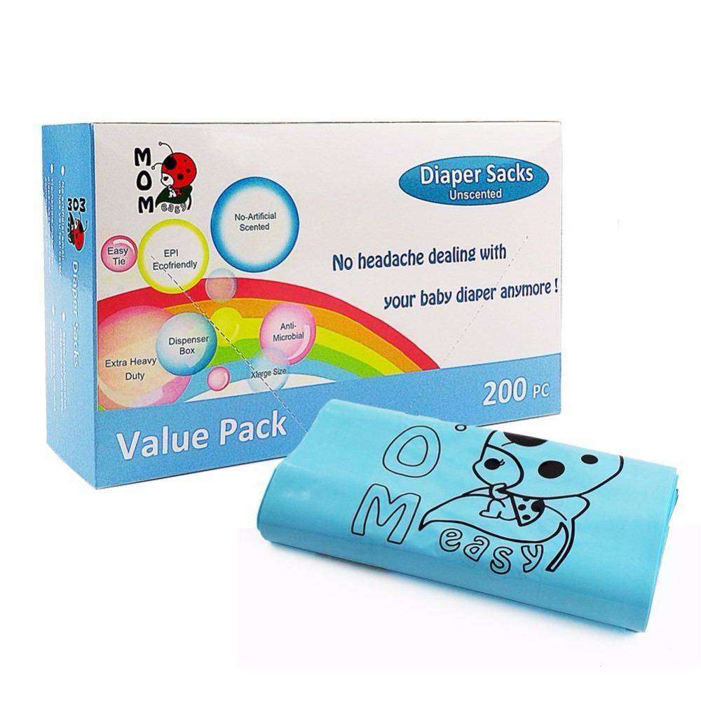 Mom Easy Easy-Tie 200 Counts Baby Disposable Diaper Sacks/Diaper